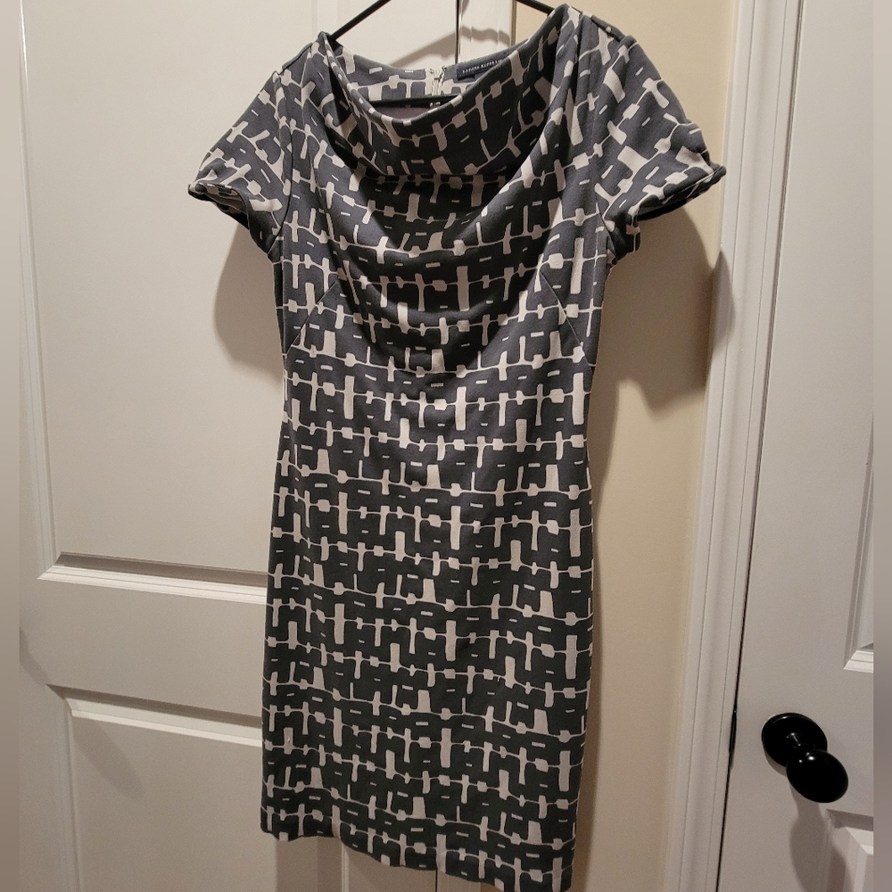 Banana Republic Gray and White Geometric Dress